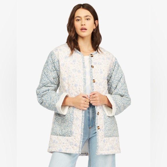 BILLABONG •SOLD OUT• Perfect Match Quilted Floral Jacket Shacket Size Large - Picture 4 of 12